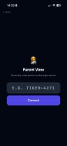 Parent device prompting for the code shown on the baby device