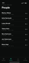 People list with win-loss records per opponent