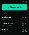 Watch home with recent matches and a new match button