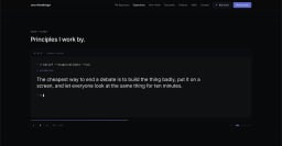 How I think — principles rendered as a terminal session